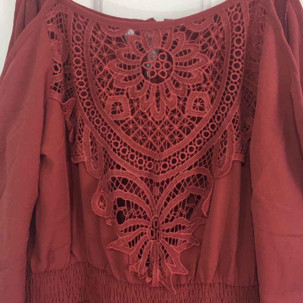 Rose colored Brick Crochet Romper medium and large - Picture 2 of 7